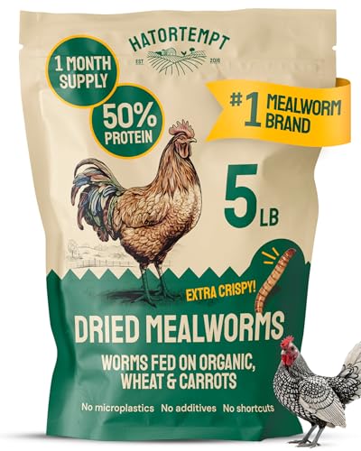 Vers de farine séchés en vrac Hatortempt – Sac de 2,3 kg – Vers de farine séchés pour poulets, canards et amp; Wild Birds - Aliments et aliments riches en protéines pour poulets Nourriture pour oiseaux