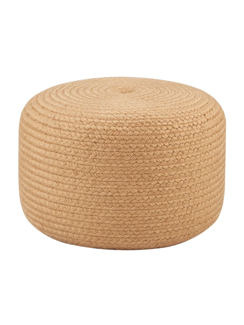 Pouf rond d'extérieur marron Yana Coastal Beach