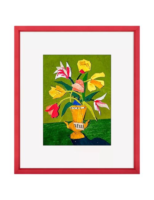 Art mural tulipes dans une urne dorée