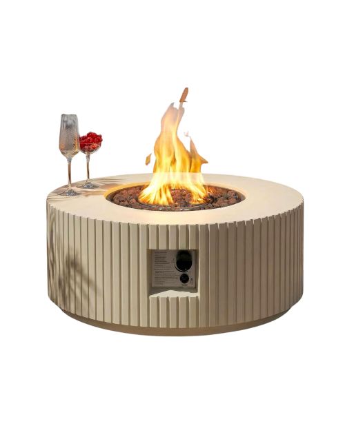 Table de foyer d'extérieur ronde au propane Reequo