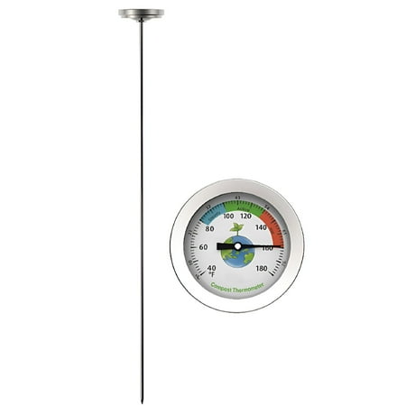 Gjx Thermomètre de sol à compost en acier inoxydable de 50 cm Celsius mesurant le jardin 40-180℉
