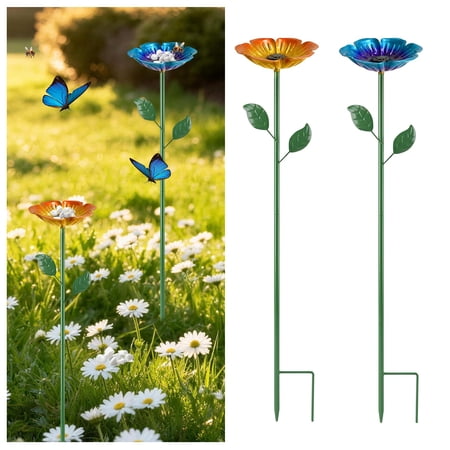 Station d'arrosage pour abeilles, 2 bols de bain pour abeilles papillon pour jardin, mangeoire à eau décorative pour attirer les pollinisateurs, mangeoires pour abeilles pour l'extérieur