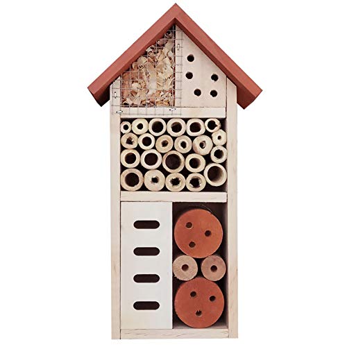 Lulu Home Maison à insectes en bois, hôtel à insectes suspendu pour abeilles, papillons, coccinelles, habitat d'insectes bénéfiques, jardin d'hôtel à insectes, 10,4 x 3,4 x 5,4 pouces