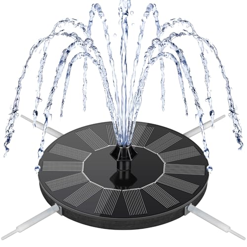 Fontaines solaires pour bain d'oiseaux Mademax, pompe de fontaine solaire améliorée de 1,4 W avec 8 buses et 8 buses Pompe de fontaine à eau flottante à énergie solaire, 4 supports, autoportante, pour bain d'oiseaux, jardin, étang, piscine, extérieur