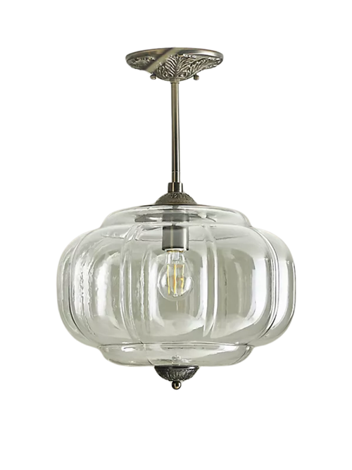 Lampe suspendue semi-encastrée d'extérieur en verre festonné Eloise