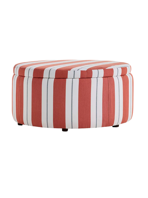 Grand pouf de rangement à rayures Sunbrella