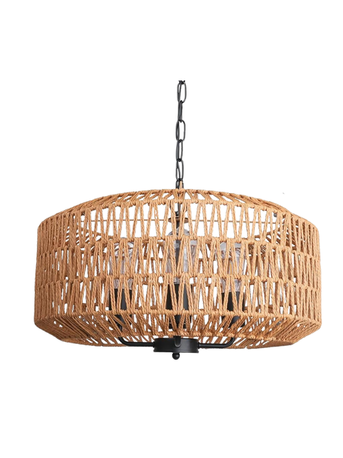 Lustre solaire extérieur en rotin