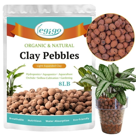 Galets d'argile Leca biologique de 8 lb pour plantes, boules de Leca 100 % naturelles de 4 mm à 16 mm pour plantes d'intérieur, galets d'argile Hydroton pour plantes hydroponiques aquaponiques, culture de drainage d'orchidées, terrarium