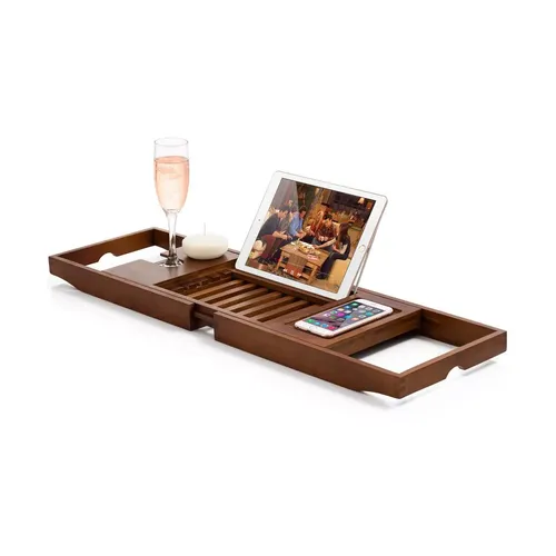 Plateau de baignoire extensible en bambou