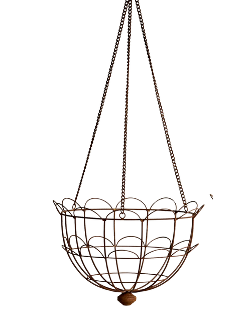 Panier suspendu en fil de fer festonné