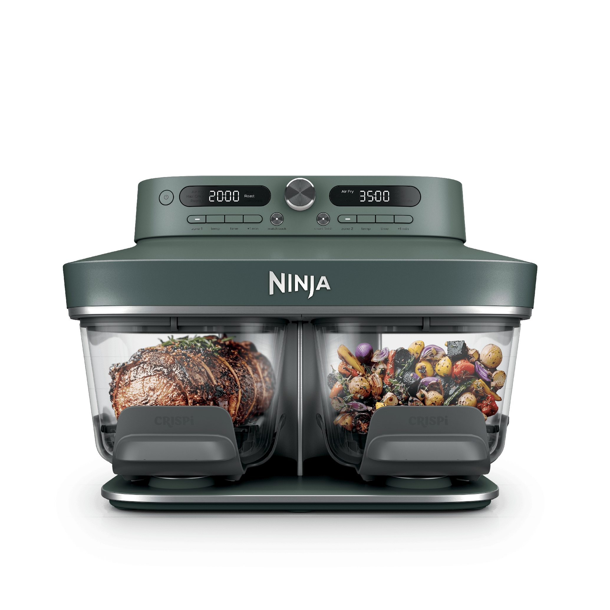 Ninja Crispi&reg; Dualzone et commerce; Friteuse à air de comptoir en verre, en vert Vista