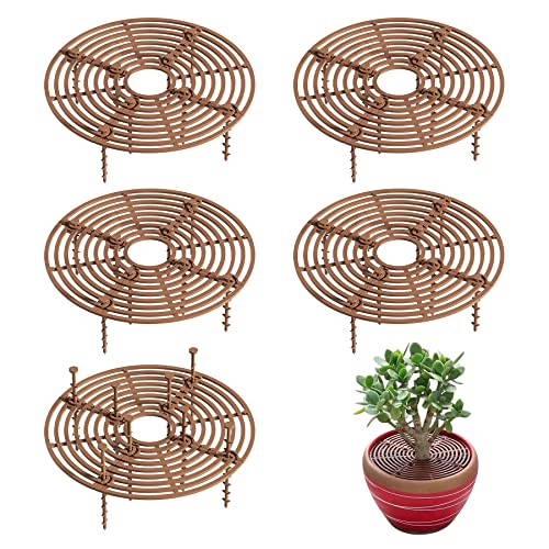 Grille de pot de fleurs Nufiwra 5 pièces, 7,48 pouces (7,48 po) Protecteurs de sol pour pots de plantes découpables, avec 40 piquets, empêchent les chats d'accéder aux plantes en pot d'intérieur (5 pièces de 7,48 pouces)